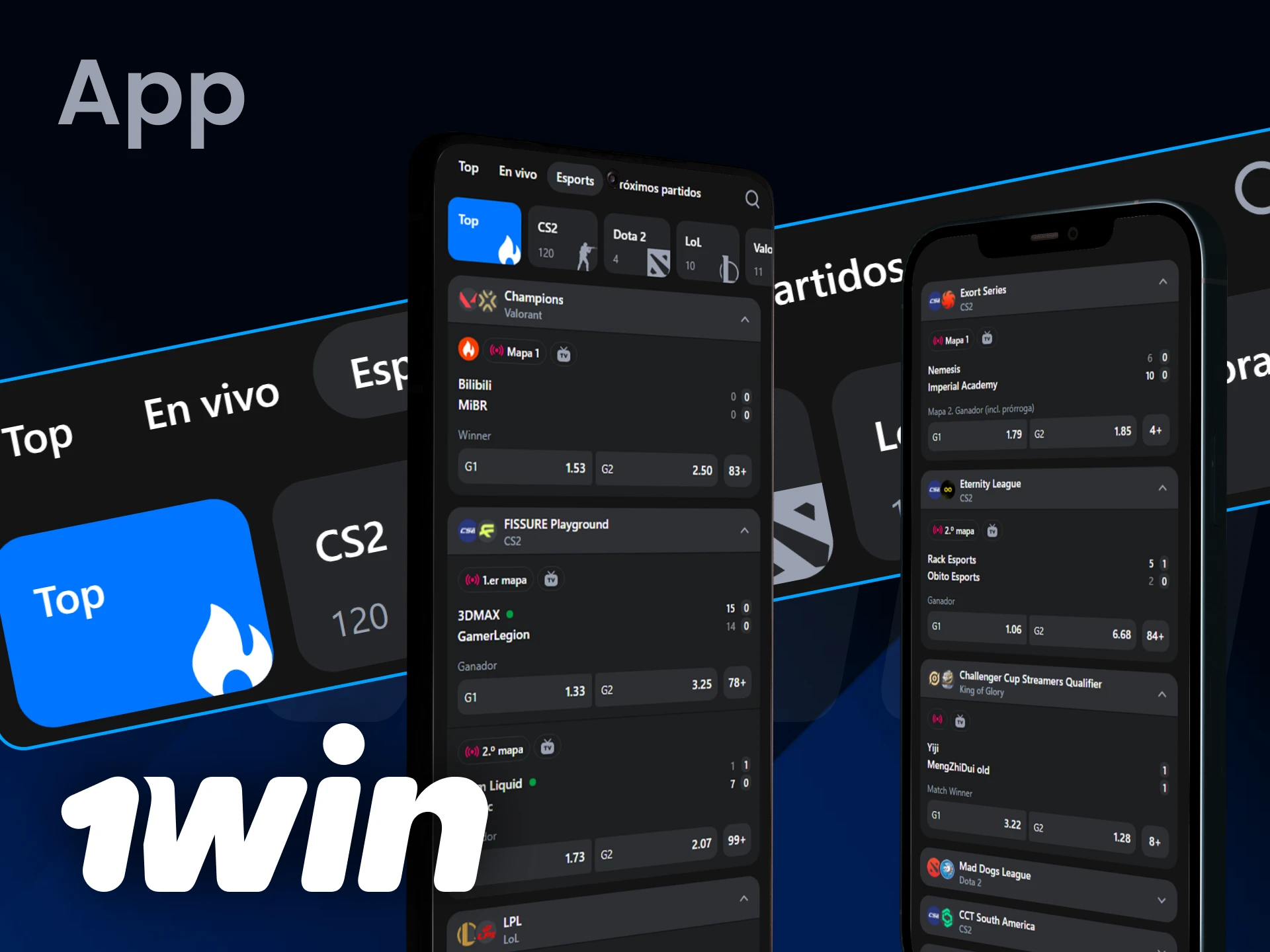 La app móvil de 1Win para iOS y Android te permite apostar en eSports desde cualquier lugar.