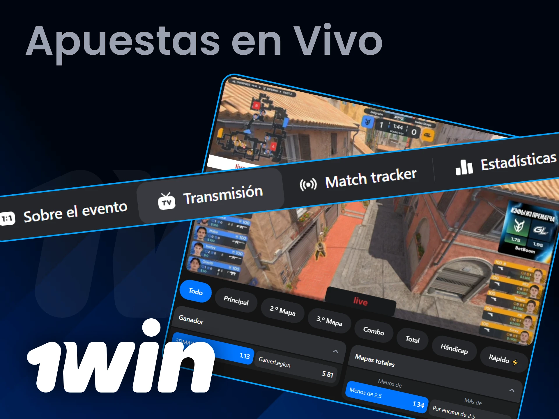 La sección eSports de 1Win ofrece transmisión en vivo donde podrás realizar apuestas y ver el juego en tiempo real.