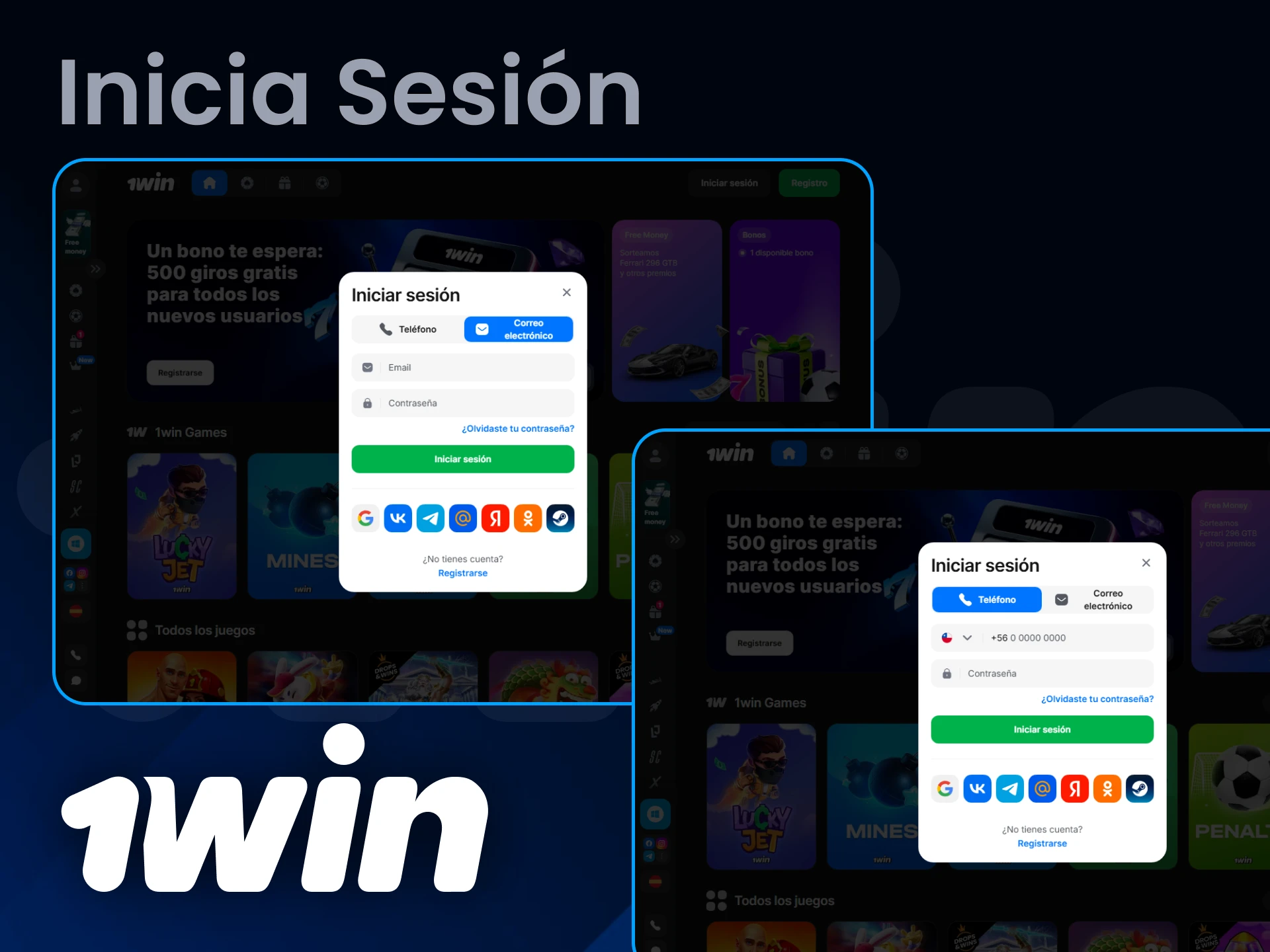 Para empezar a apostar, inicia sesión en tu cuenta de 1Win.