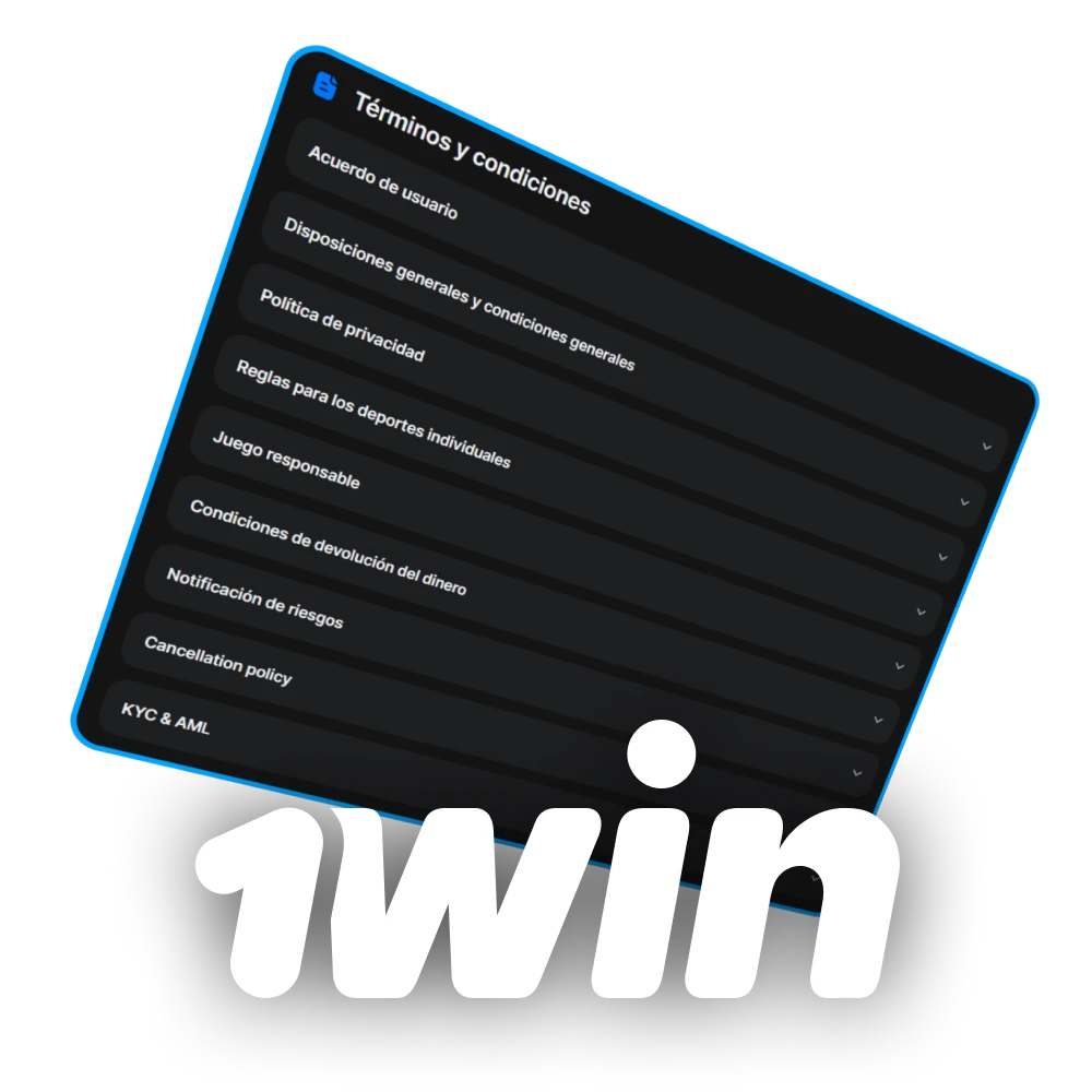 Consulta los términos y condiciones de 1Win.