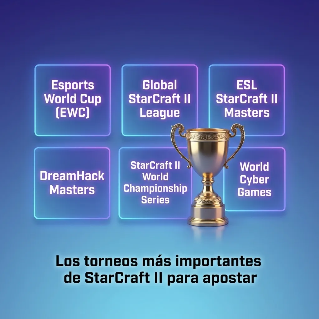 Pantalla de torneo de StarCraft II con jugadores profesionales y logotipos de ligas internacionales para apostar en 1win