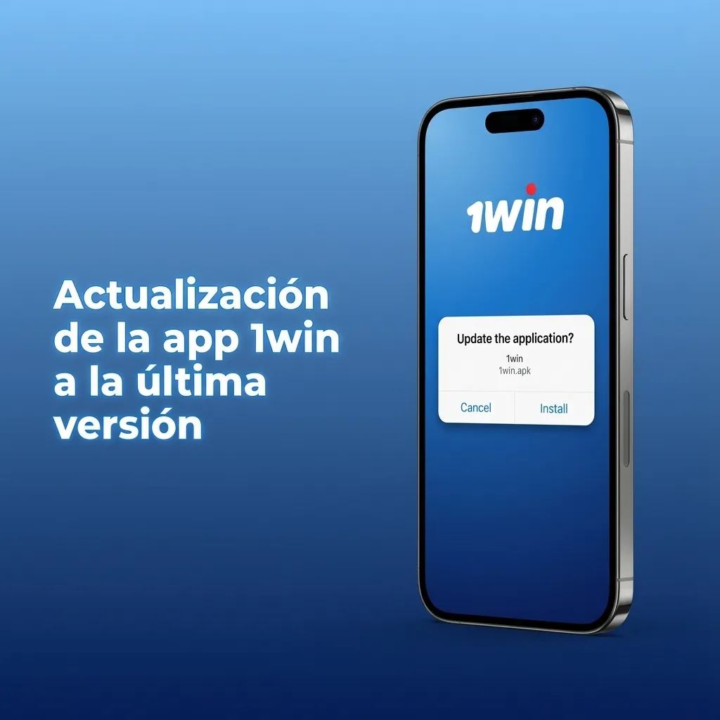 Usuario con iPhone viendo la app 1win PWA que se actualiza automáticamente a la última versión de apuestas y casino