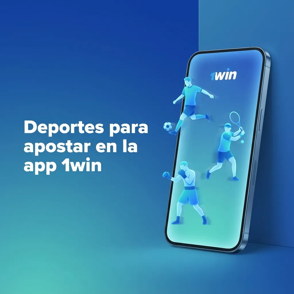 Pantalla de celular con la app 1win mostrando apuestas en vivo de fútbol, tenis, básquetbol, e-sports y más deportes