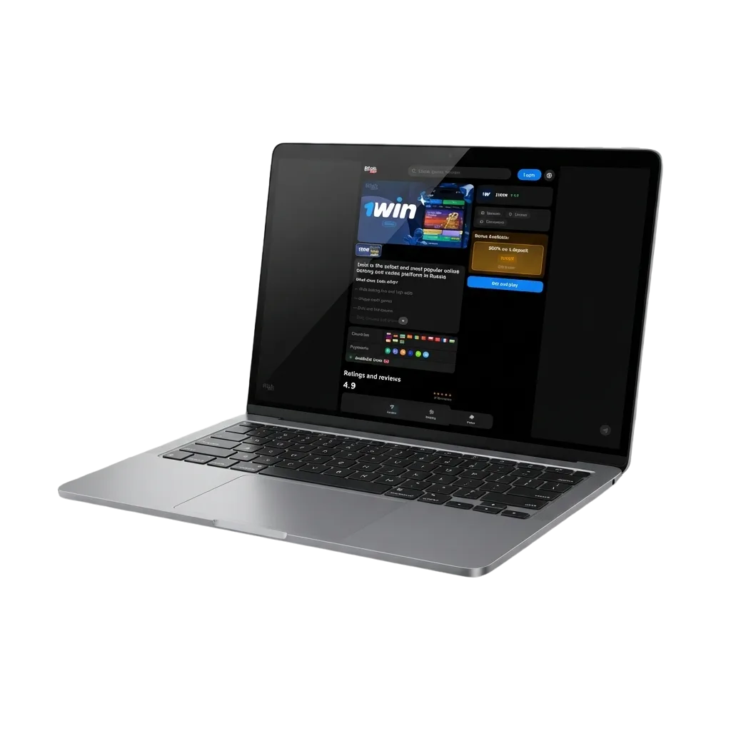 Pantalla de PC mostrando la app de casino y apuestas 1win para descargar en Windows y Mac